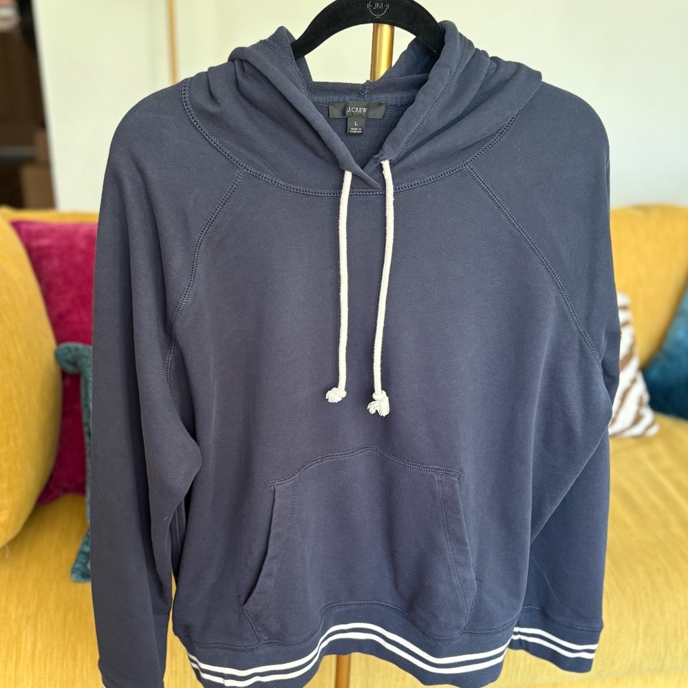 J. Crew Navy Blue Hooded Pullover Sweatshirt